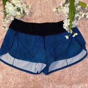 NWOT Blue Spotted Lululemon Speed Shorts
